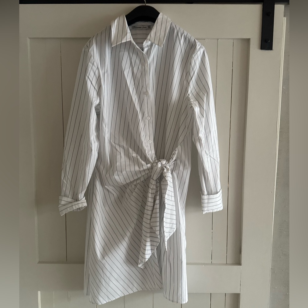 NWT Abercrombie & Fitch long-sleeve wrap shirt dress XL tall - Picture 2 of 4